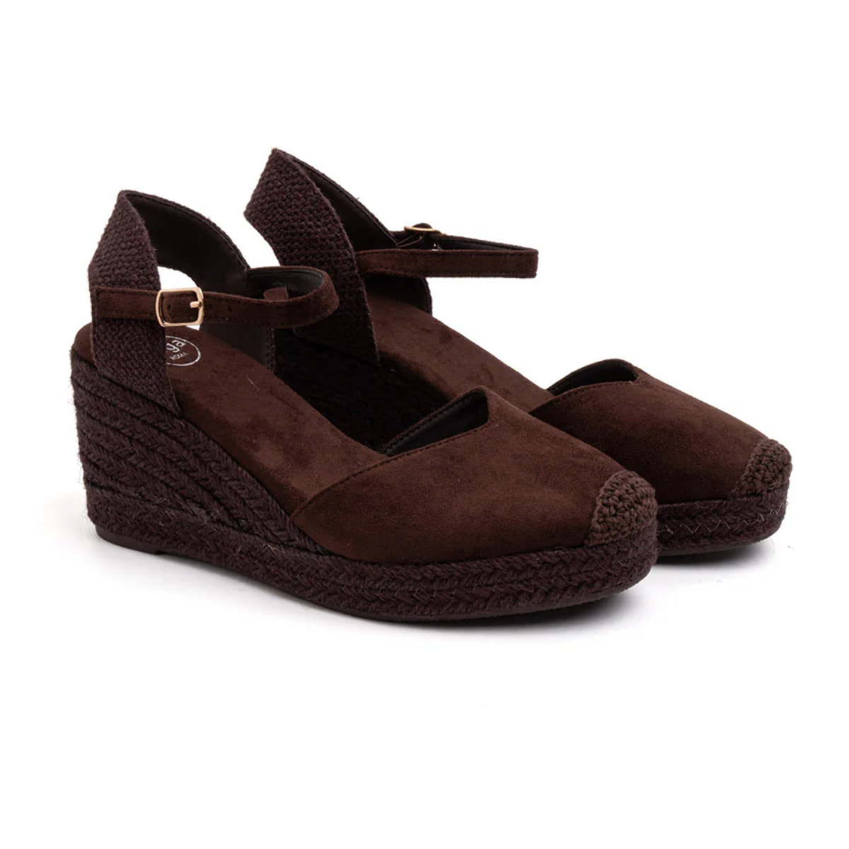 Espadrillas in simil camoscio con cinturino - MARRONE