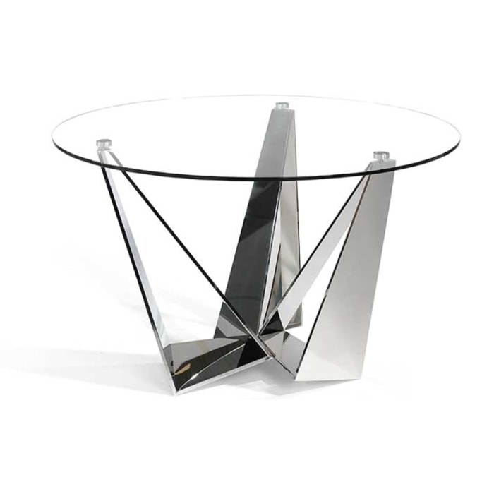 Mesa de comedor redonda NARBONNE - transparente y espejo - O130x76cm