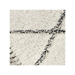 Tapis rectangulaire écru style berbère avec franges - MOMBA