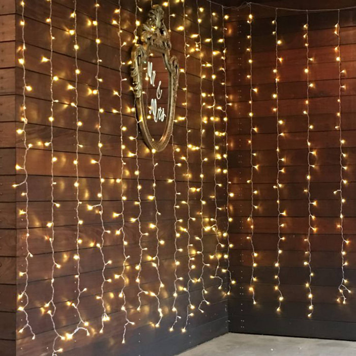 guirnalda con 768 luces led blanco cálido y control remoto con 13 funciones y temporizador