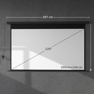 Écran de projection motorisé home-cinéma format 16:9 120 pouces 4K HD avec télécommande noir