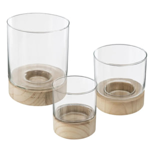 Set de 3 photophores "Eté" verre D10/13/16cm