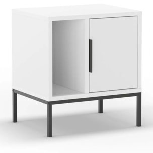 Mesita de noche de 1 cajón y 1 estante en blanco y negro 45x50 cm Brik Blanco Negro