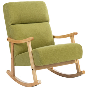 Silla Mecedora de Borreguito Moderna, Mecedora con Patas y Reposabrazos de Madera de Caucho, Respaldo Alto, Sillón de Lactancia Carga 120 kg, para Dormitorio, Salón