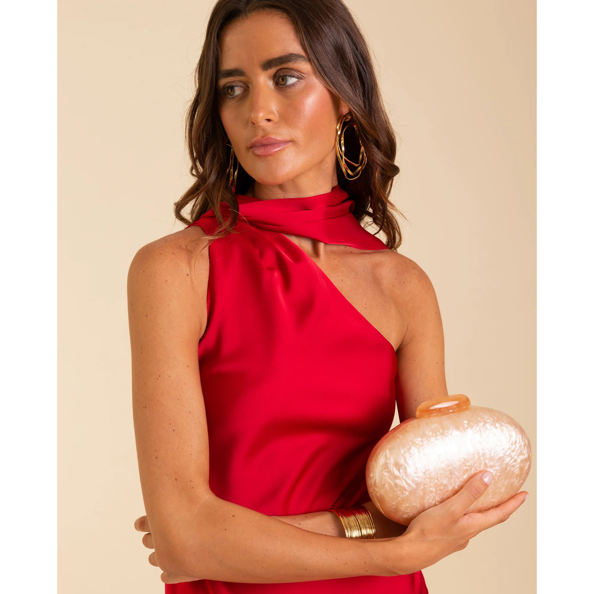 Vestido midi asimétrico con lazada