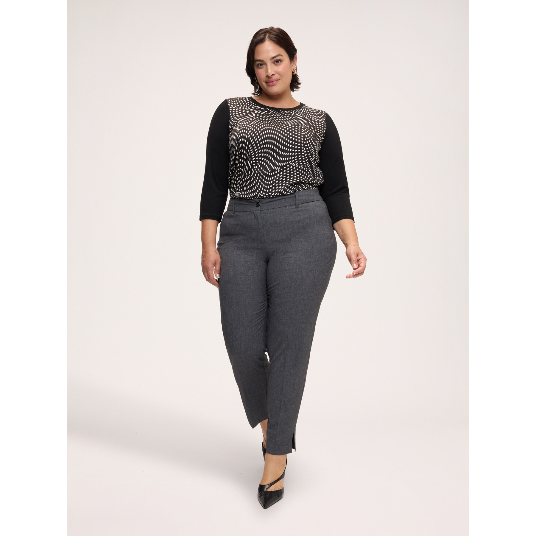 Fiorella Rubino - Pantaloni Carrot Fit in tessuto melange - Grigio