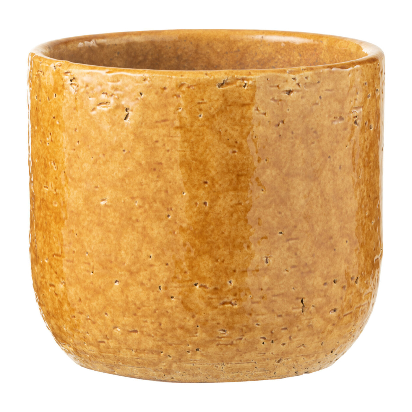 J-Line cache-pot Leo - céramique - ocre - large - Ø 20 cm