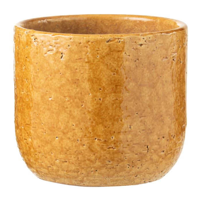 J-Line cache-pot Leo - céramique - ocre - large - Ø 20 cm