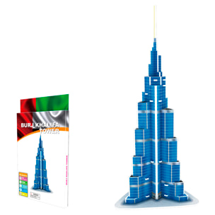 Puzle 3D de cartón del rascacielos Burj Khalifa situado en Dubai. 51 piezas.