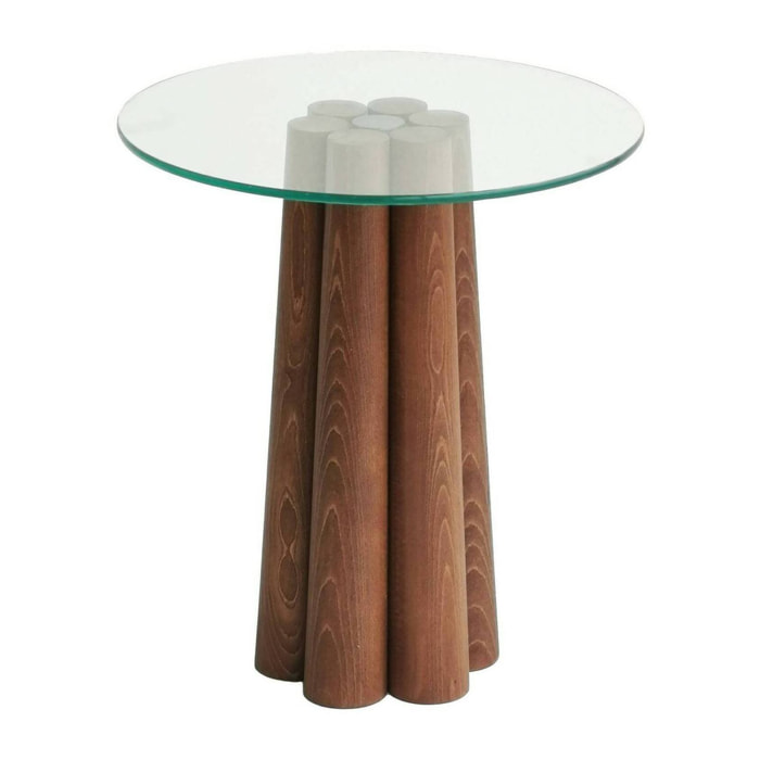 Tavolino da salotto Brasilia, Tavolo basso da caffè, Portariviste per divano, Ripiano da soggiorno, 45x50h50 cm, Noce