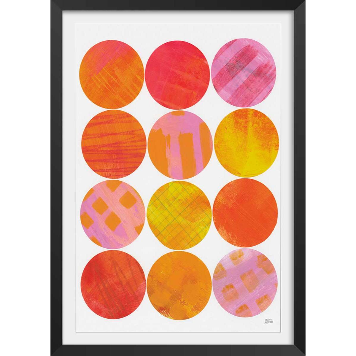 Poster sun shine circle Affiche + cadre en bois - Noir