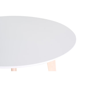 Table scandinave ronde blanc et bois D100 cm LEENA