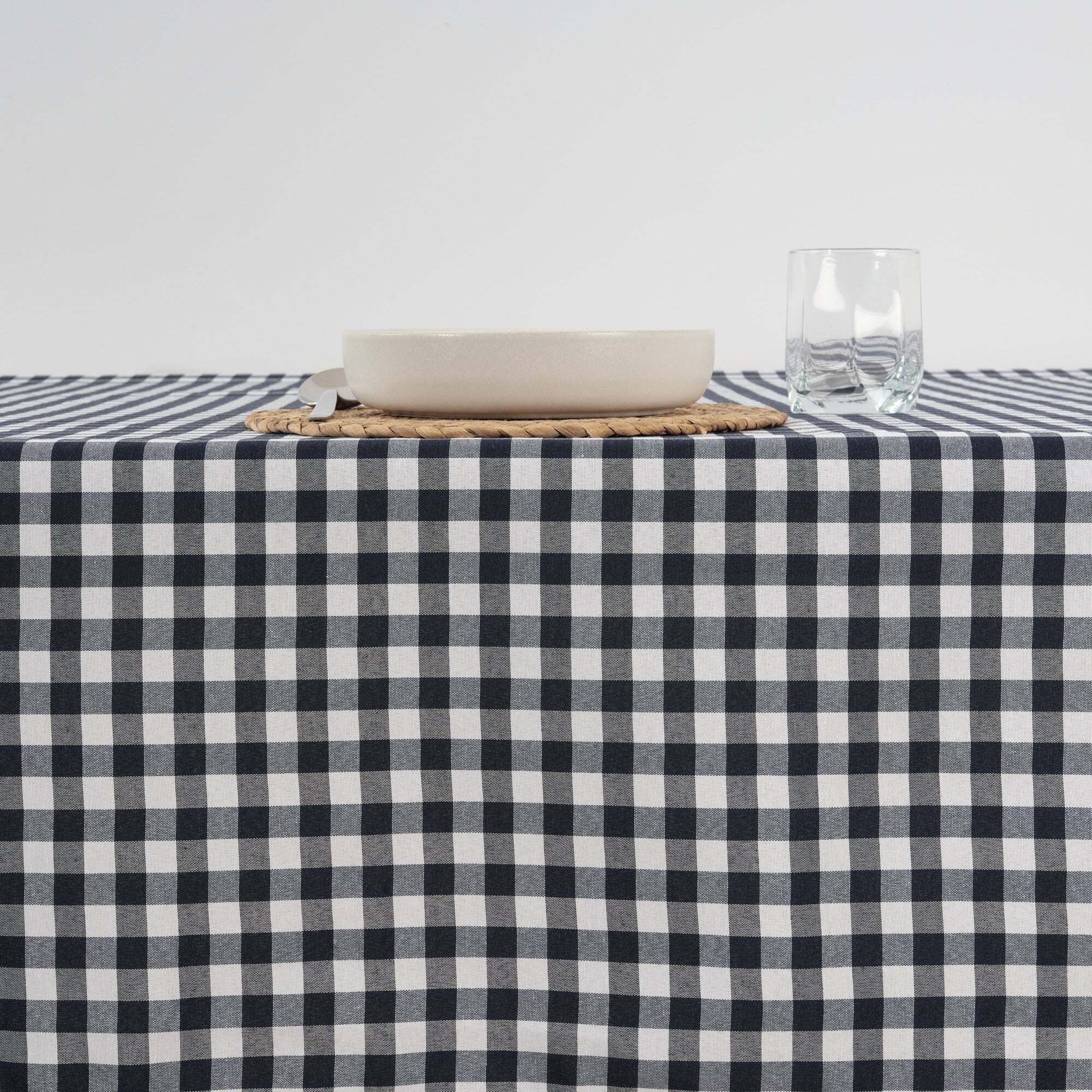 Nappe en tissu 100% coton Vichy Bleu Marine