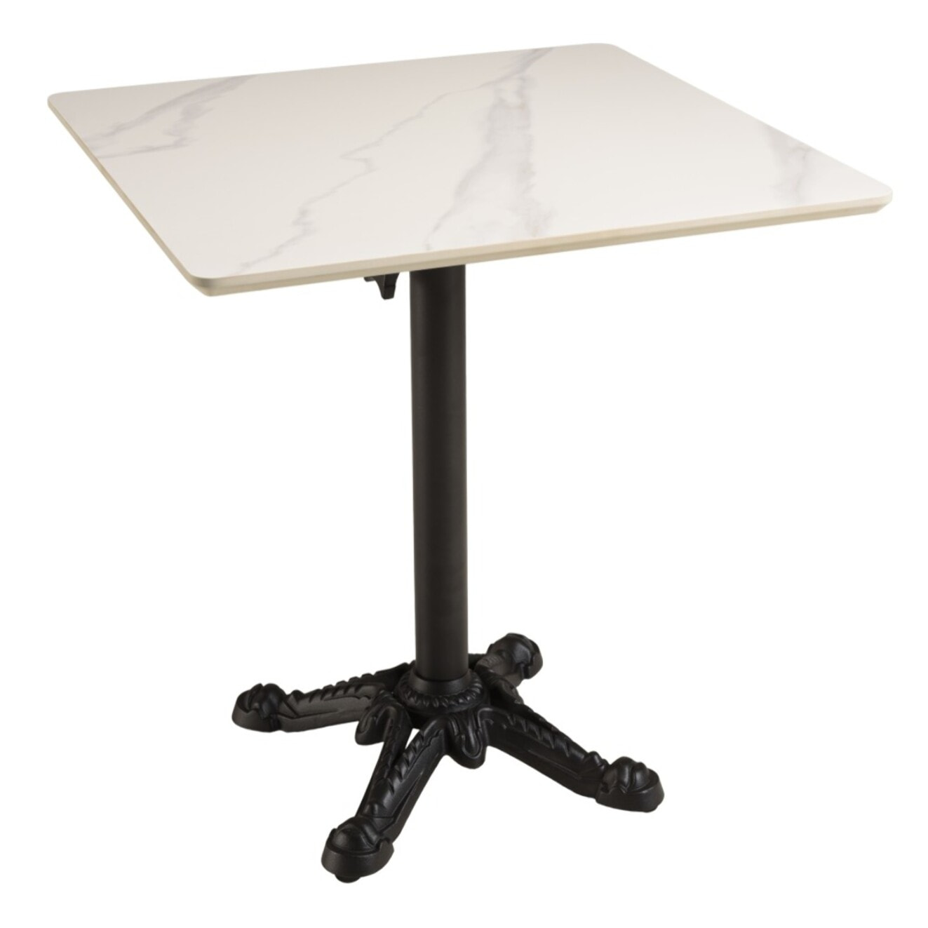 ICARE - Ensemble n°1: table bistrot 70x70cm pliable en céramique marbré blanc