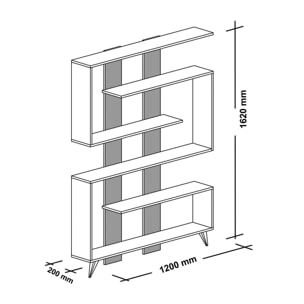 Libreria Dmandell, Scaffale da ufficio, Mobile portalibri, Biblioteca, 120x20h162 cm, Bianco e Noce