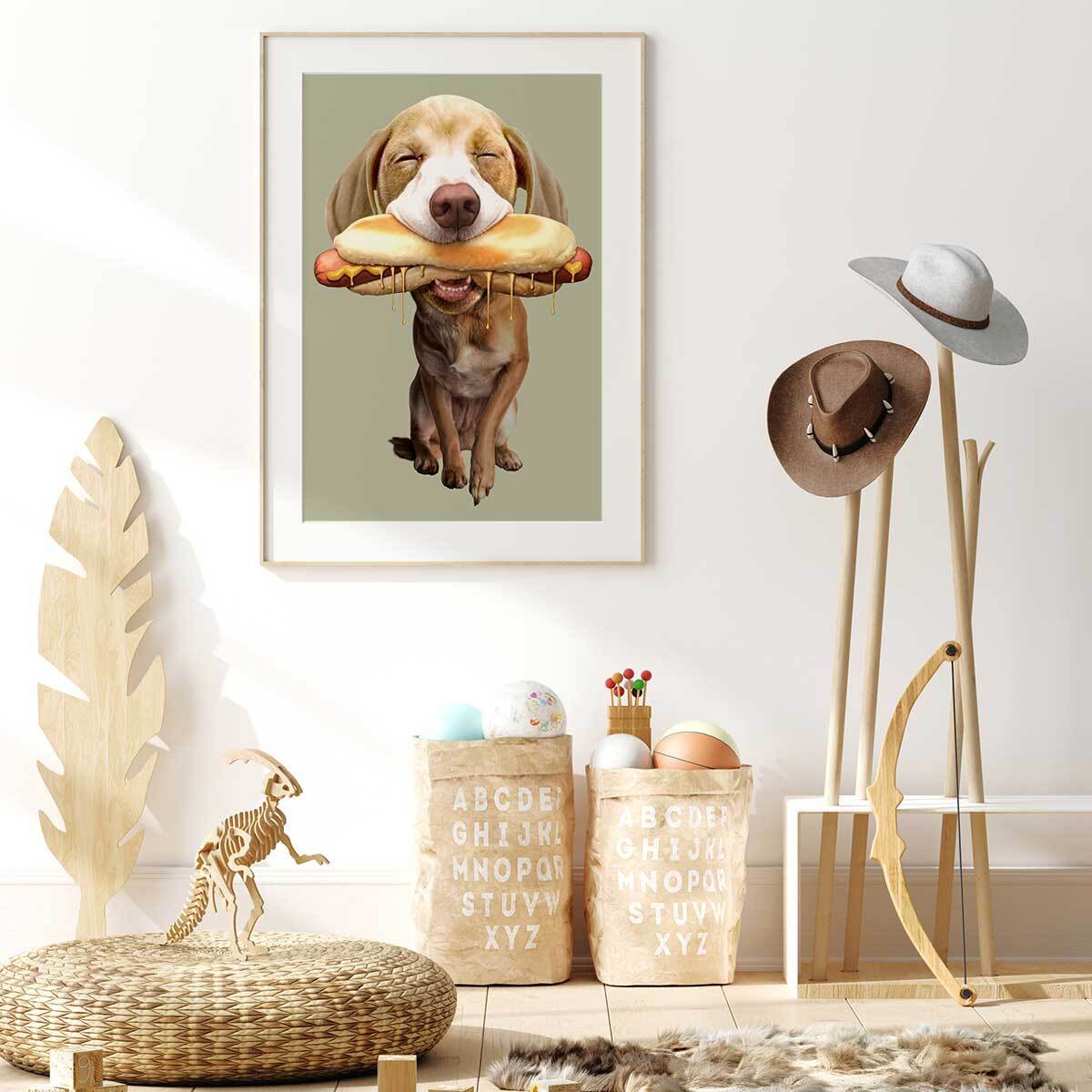 Affiche enfant hot Affiche + cadre en bois - Chêne