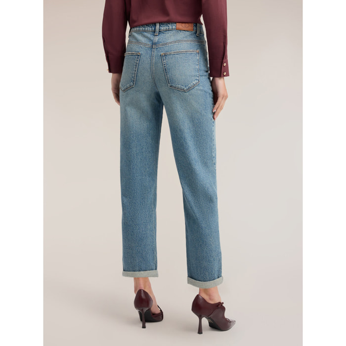 Motivi - Jeans boyfriend con risvolto - Azzurro