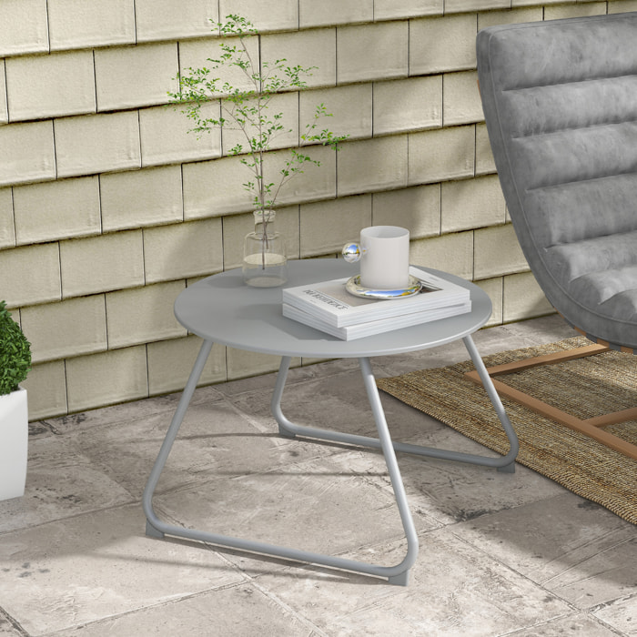 Table basse de jardin ronde Ø 60 cm métal époxy gris