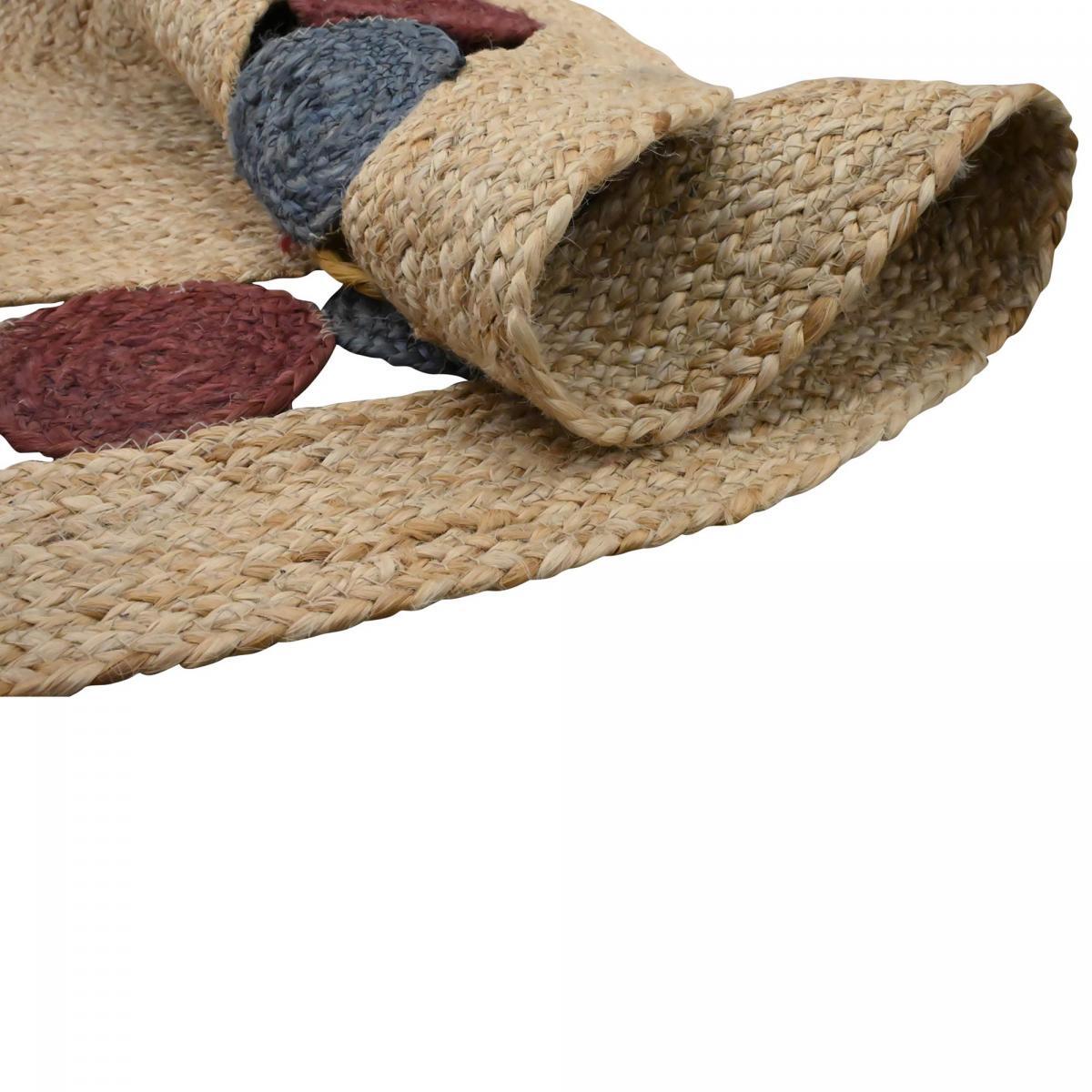 Tapis rond fait à la main en jute motif géométrique PAX