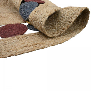 Tapis rond fait à la main en jute motif géométrique PAX