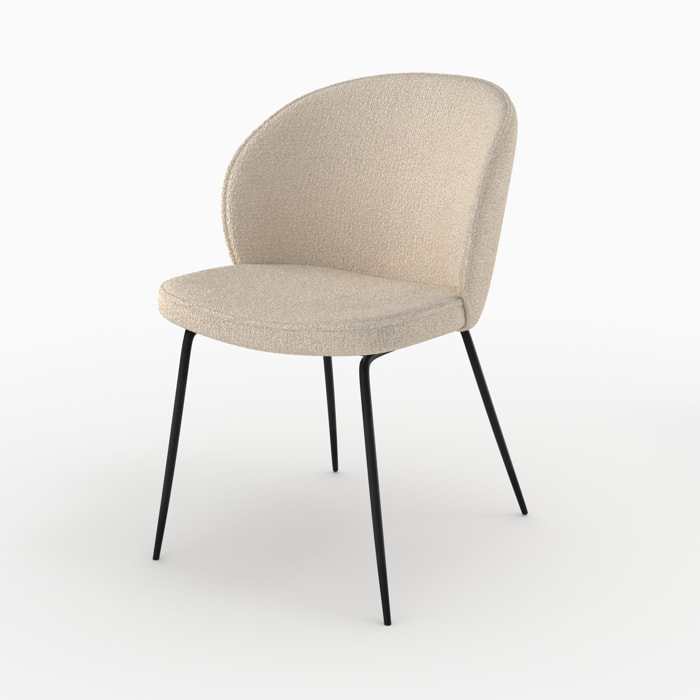 Chaise en tissu bouclé beige et pieds en métal - Groom