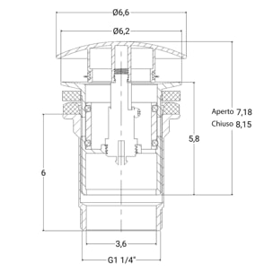 Piletta Click-Clack Universale 8,5 Cm In Ottone Nero Opaco Compatibile Con Lavabo E Bidet Con O Senza Troppopieno Design Moderno E Apertura Pressione