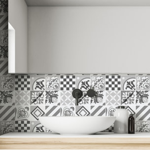 Stickers muraux - Sticker Mural Carrelage adhésif Cuisine Salle de Bain - 9 STICKERS CARREAUX DE CIMENT AZULEJOS RANLIDLA