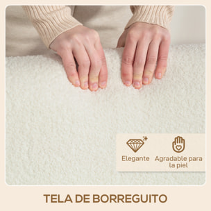 Sofá de 2 Plazas Tapizado en Borreguito Sofá de Salón de 118 cm con Acolchado Grueso Reposabrazos y Patas de Madera para Dormitorio Sala de Estar Crema
