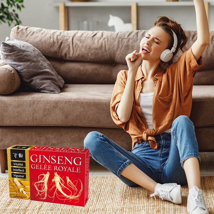 NUTRI EXPERT - Ginseng Gelée Royale - Favorise tonus physique et intellectuel - Soutient la résistance et la vigueur - Combat la fatigue - Actifs d'Origine Naturelle - Vegan - 20 Ampoules