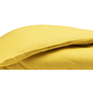Housse de couette 100% lin lavé jaune paille