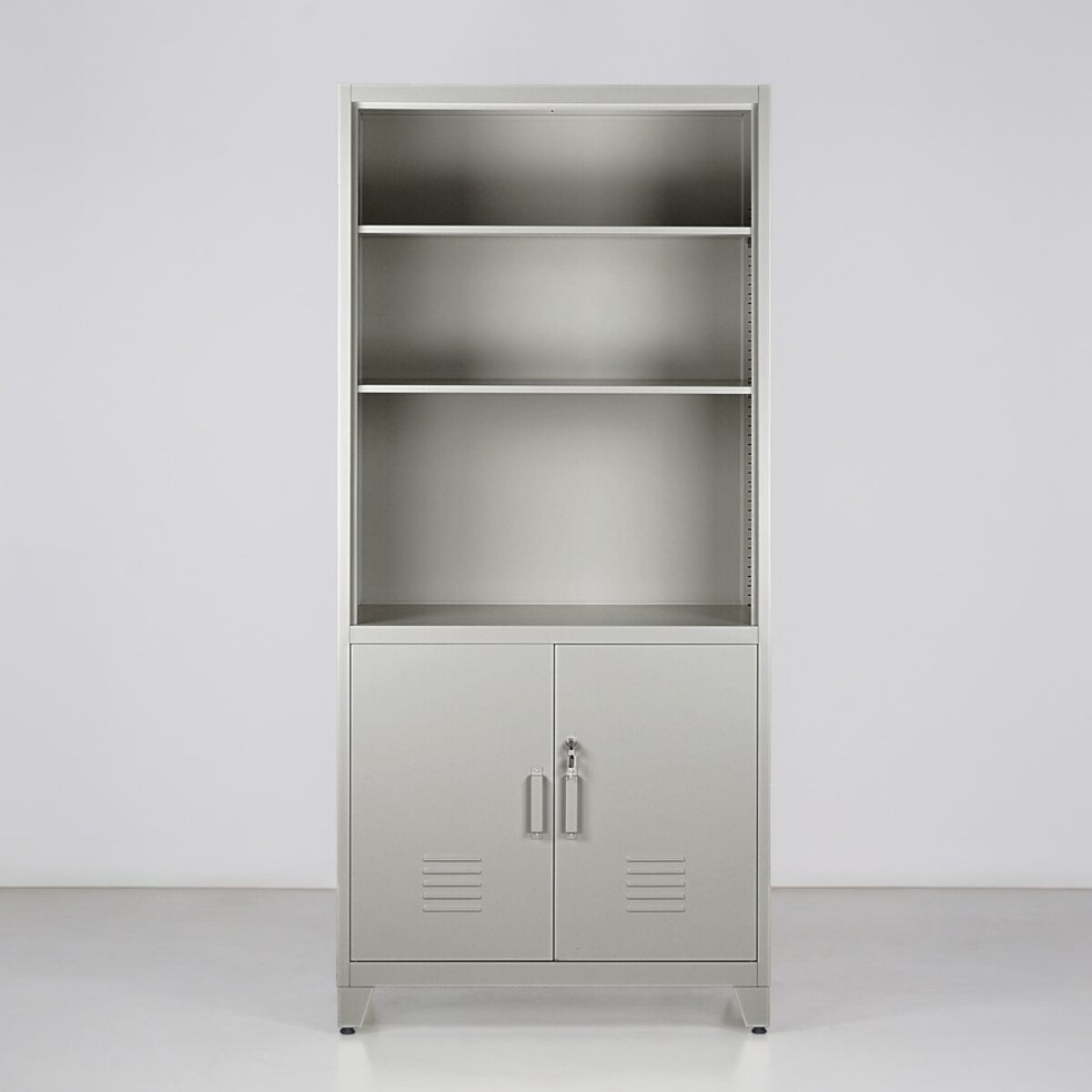 Mobile in metallo grigio 2 ante e 5 ripiani 85x45x190 cm - Yumi