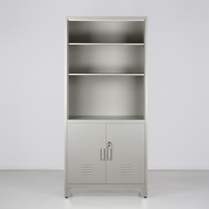 Mobile in metallo grigio 2 ante e 5 ripiani 85x45x190 cm - Yumi