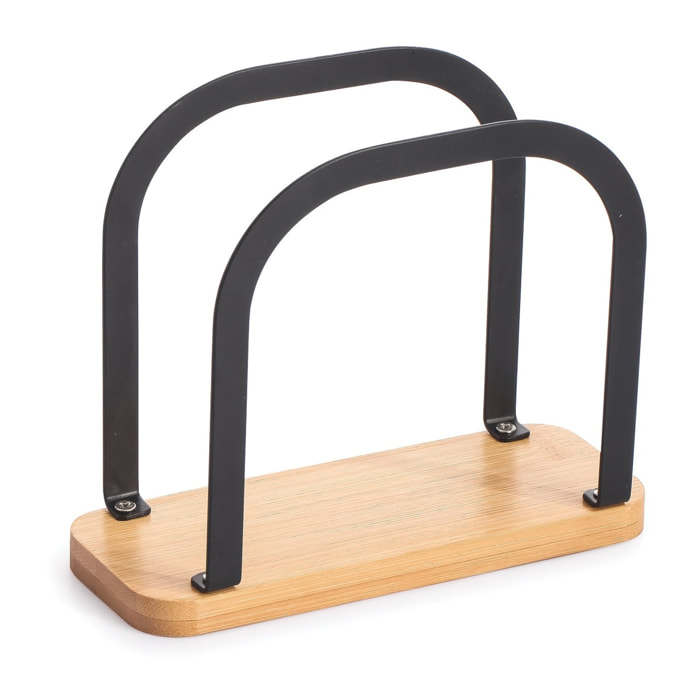 Soporte para servilletas de metal y Bambú en color negro