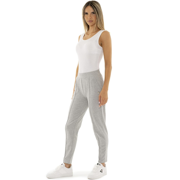 Pantaloni da donna in cotone non Felpeto con piega Leone Basic