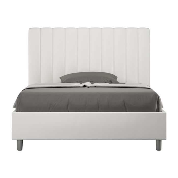 Letto una piazza e mezza contenitore imbottito 120x190 similpelle bianco Agueda