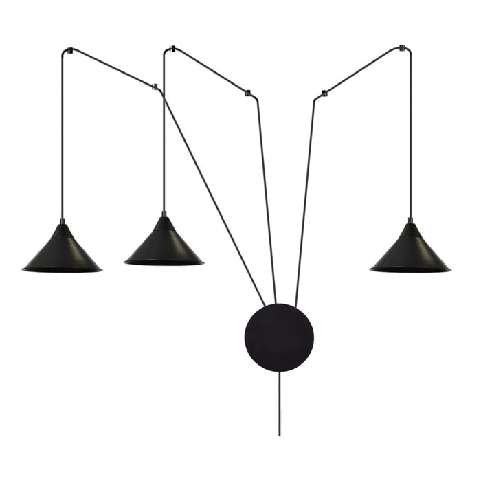 Lampada a parete Abramo in acciaio nero opaco