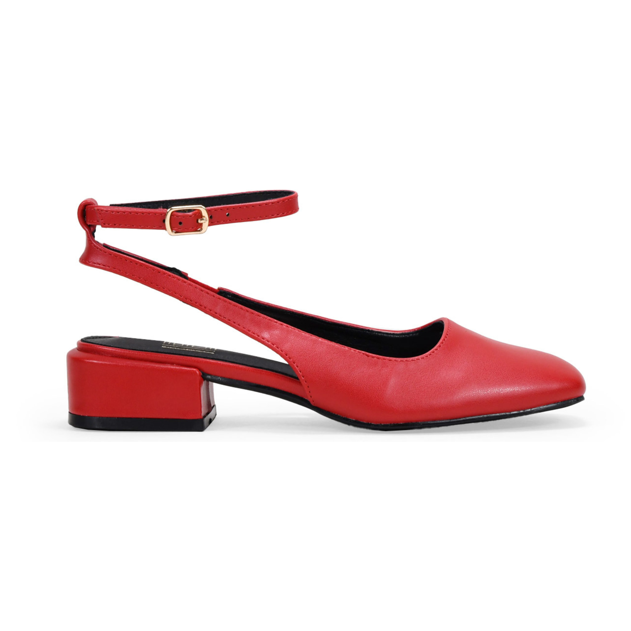 Zapatos Mary Jane destalonados rojos con tacón