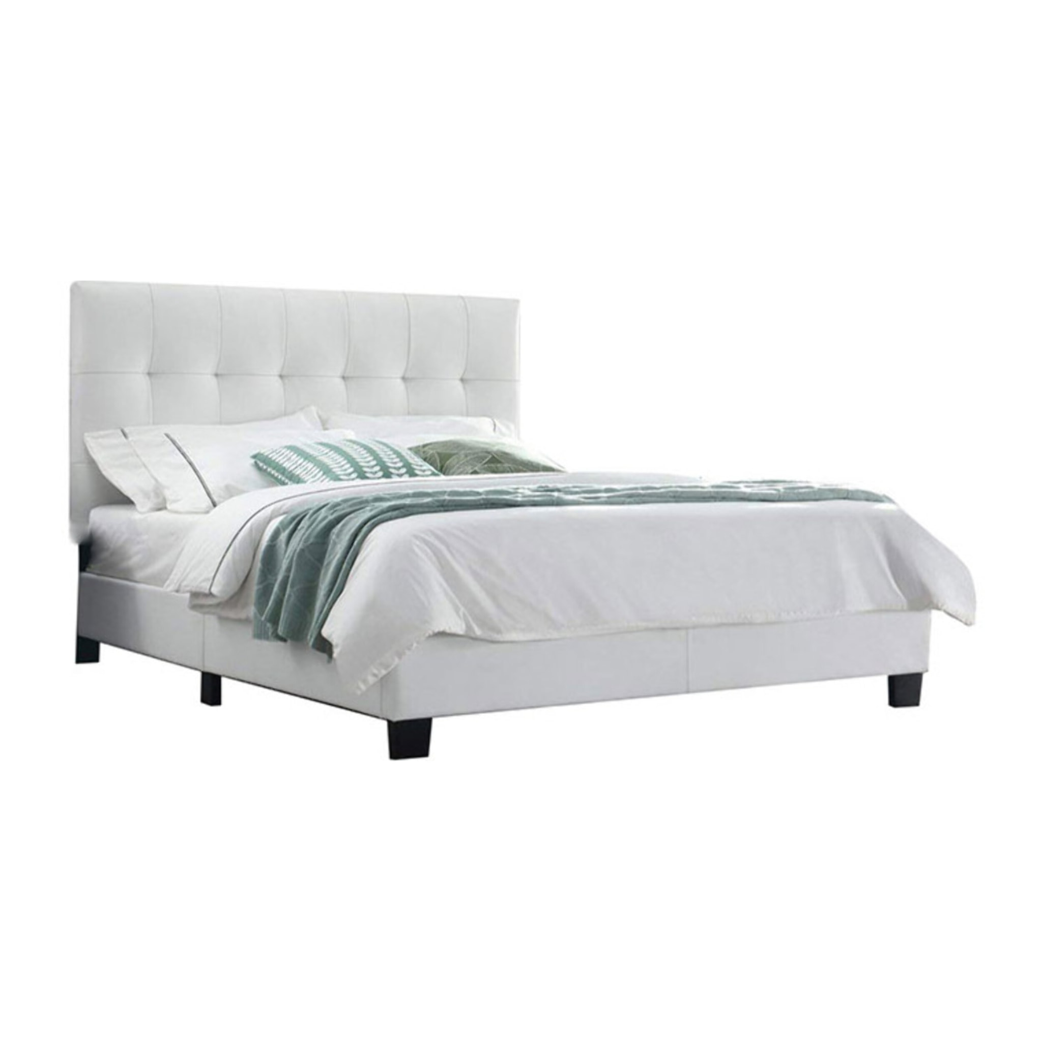 Ensemble lit matelas et sommier 160x200 cm en simili blanc - BIANCA