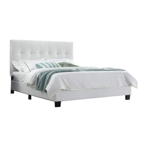 Ensemble lit matelas et sommier 160x200 cm en simili blanc - BIANCA