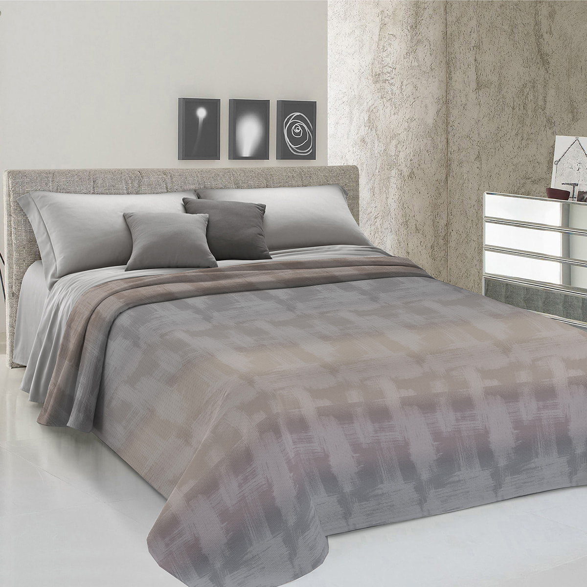 Copriletto di cotone arcobaleno beige