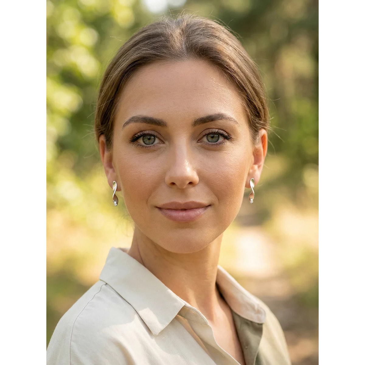 Pendiente botón hélice plata 10µ