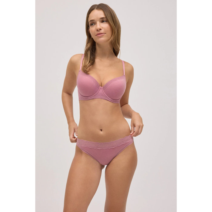 Slip brasiliani a coste con pizzo rosa