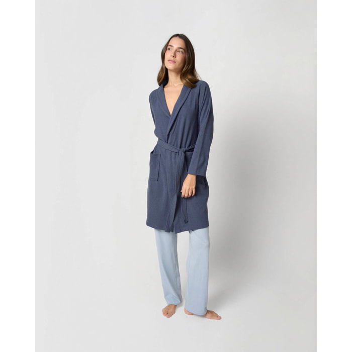 Bata canalé raya ancha azul azafata