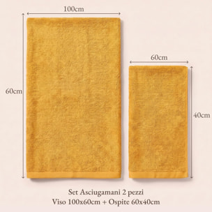 INTRECCI HOME Set Bagno Asciugamani Viso e Ospite, in Puro Cotone 500 g, Morbidezza Extra, Assorbenza Superiore
