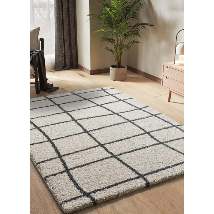 ATLAS Alfombra shaggy estilo escandinavo blanca, varias medidas disponibles