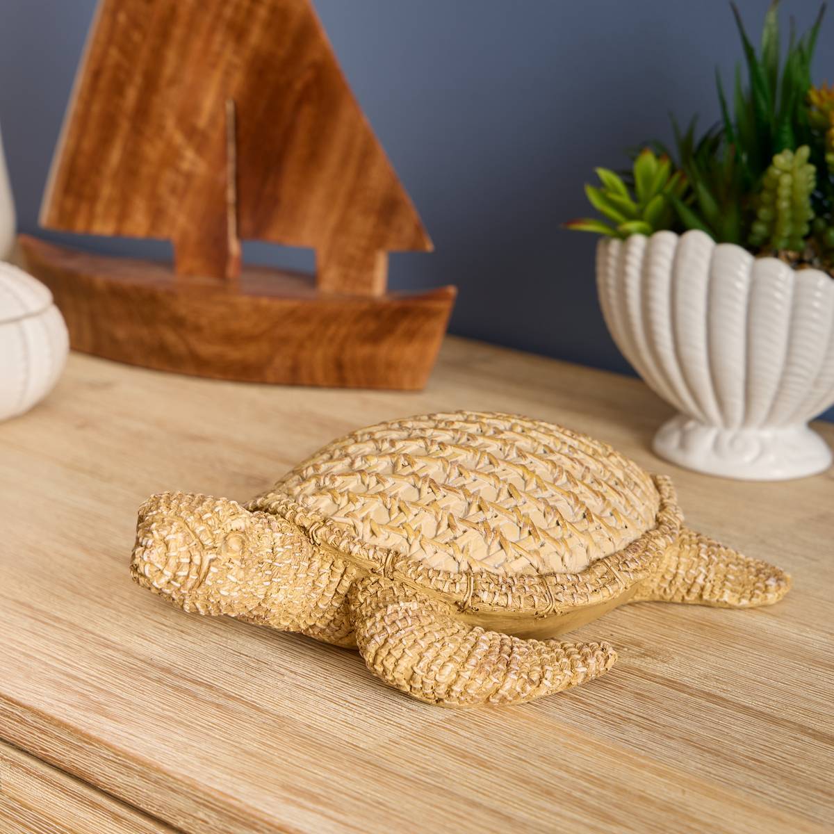 Statuette tortue Ocea 24x18x7cm beige