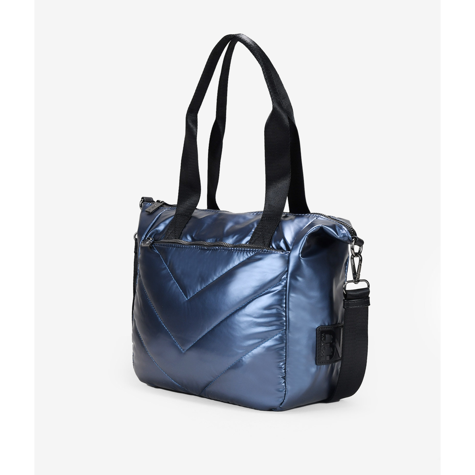 Bolso de hombro azul con acolchado