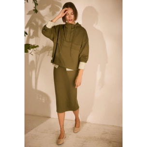 Gonna midi verde fluida