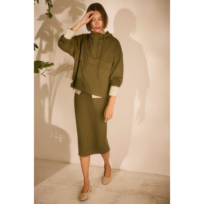 Gonna midi verde fluida