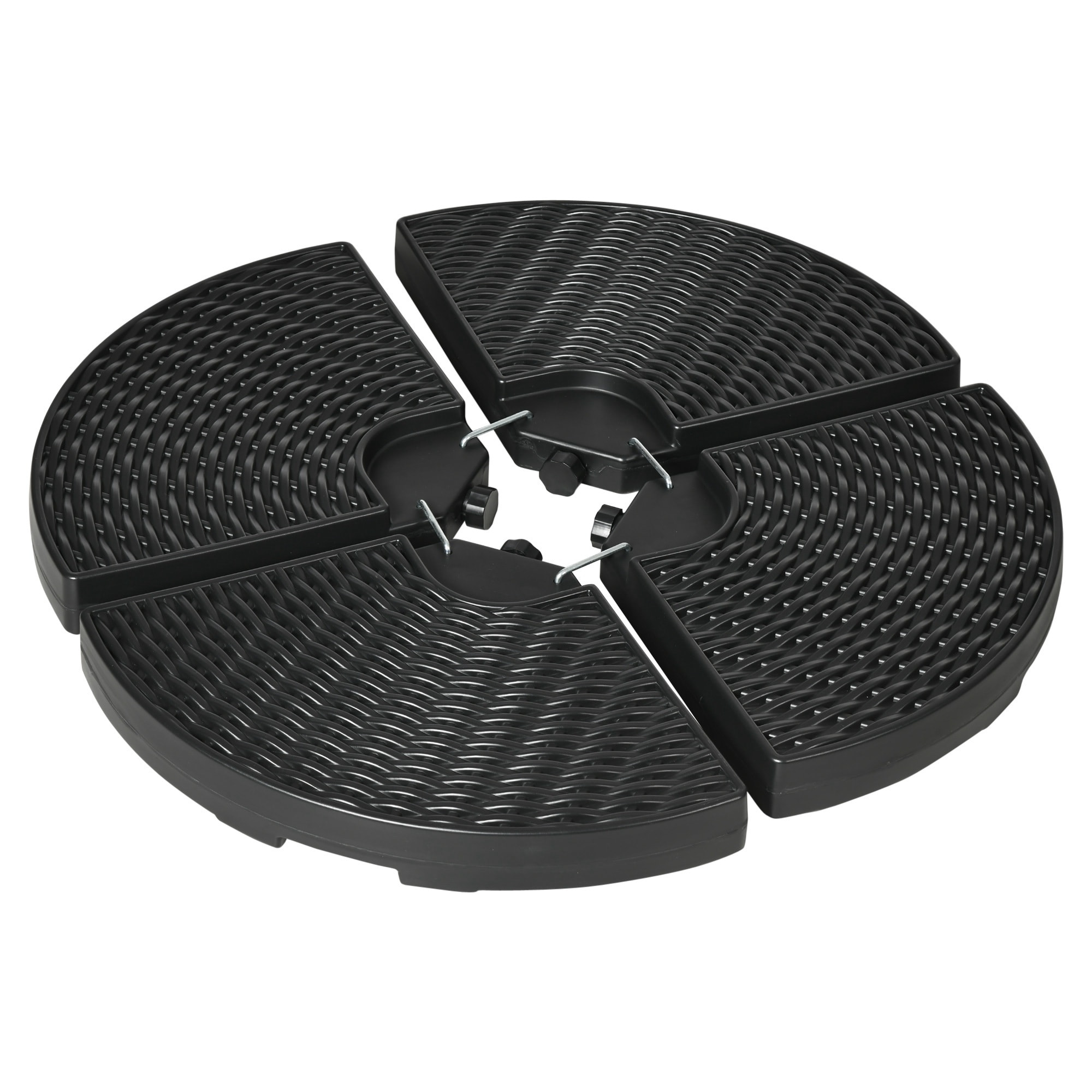 Base para Sombrilla de 4 Piezas Soporte para Parasol Rellenable con Arena 68 kg o Agua 52 L para Jardín Patio Terraza Negro